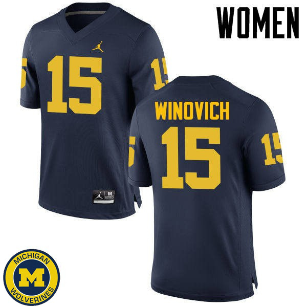 Womens University of Michigan #15 Chase Winovich Navy NCAA Football Jersey